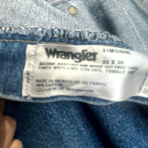 Wrangler George Strait Cowboy Cut Jeans Mens 35x36 Blue Denim Logo‎ Relaxed Fit - Picture 4 of 16